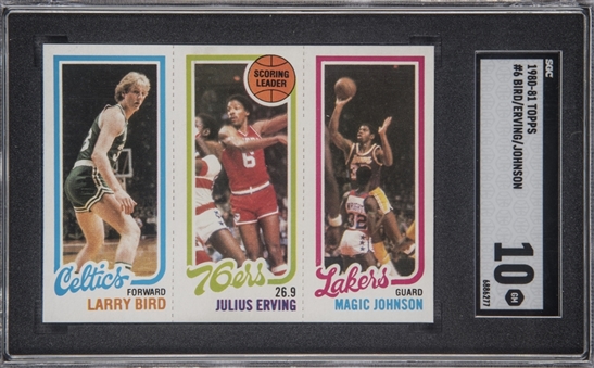 1980-81 Topps #6 Larry Bird/Julius Erving/Magic Johnson Rookie Card – SGC GEM MT 10